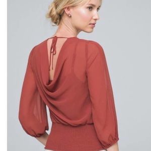 White House Black Market Draped Back Blouse size 2